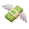 3d flying money emoji