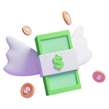 3 D Flying Dollar Note Bundle Icon Or 3 D Dollar Bundle Flying Concept Icon Or 3 D Floating Dollar Coin 3D Icon