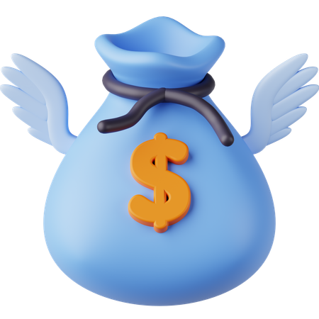 Flying Money Bag  3D Icon