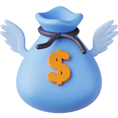 Flying Money Bag  3D Icon
