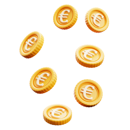 Flying Of Euro Coins  3D Icon