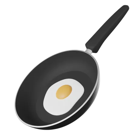 Flying Pan With Fired Egg  3D Icon