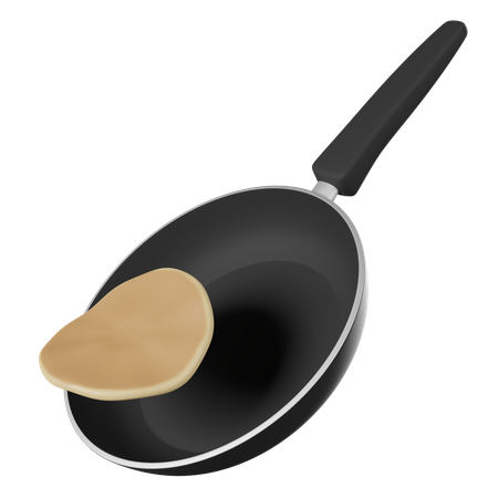 Flying Pan With Pancake  3D Icon