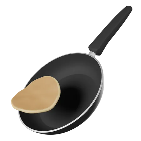 Flying Pan With Pancake  3D Icon
