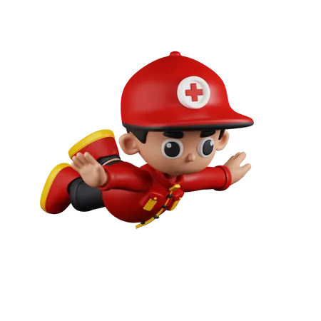 Flying Paramedic  3D Illustration