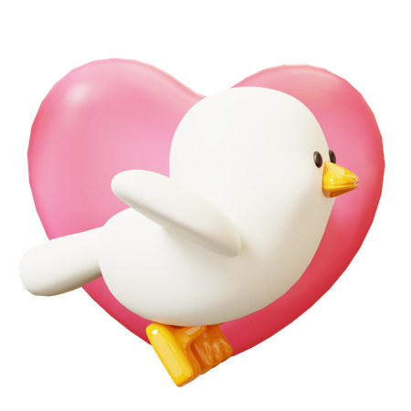 Flying Pigeon With Heart  3D Icon
