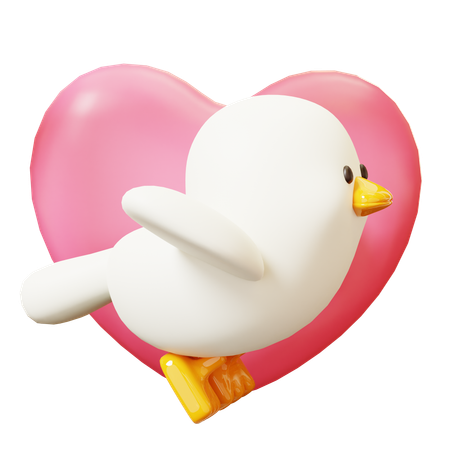 Flying Pigeon With Heart  3D Icon