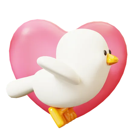 Flying Pigeon With Heart  3D Icon