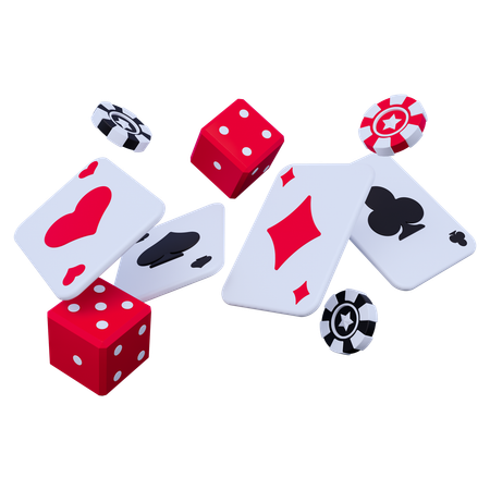 Flying Poker Cards and Chips  3D Icon