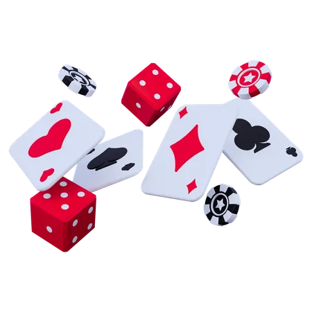 Flying Poker Cards and Chips  3D Icon