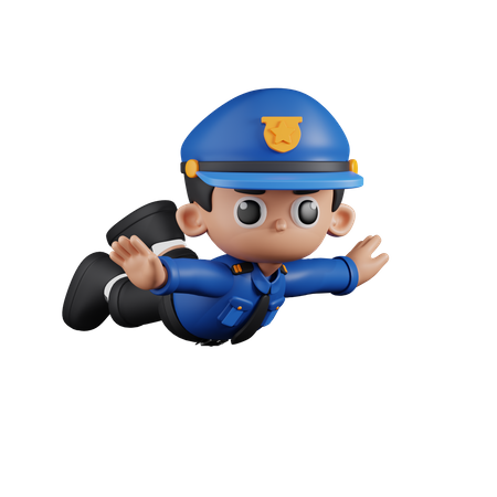 Flying Policeman  3D Illustration