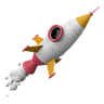 3d flying rocket logo