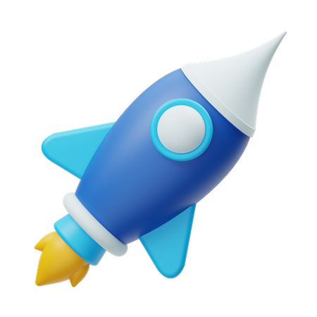 Flying rocket  3D Illustration