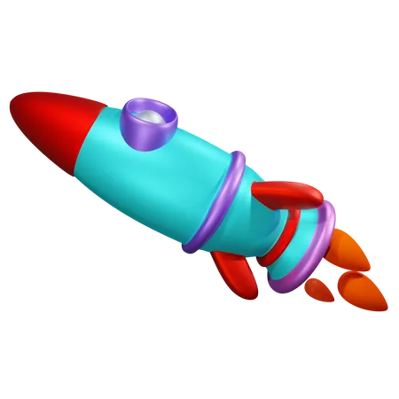 Flying rocket 3D Icon