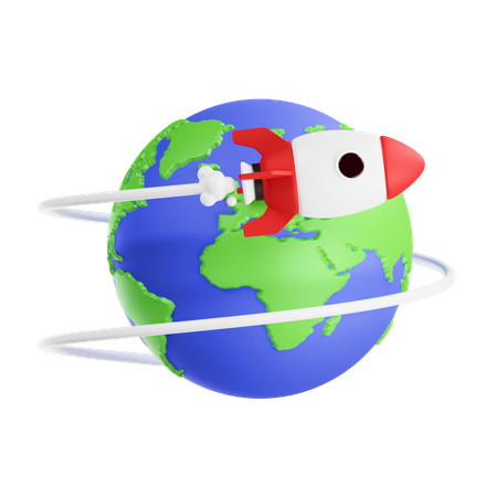 Flying Rocket  3D Icon