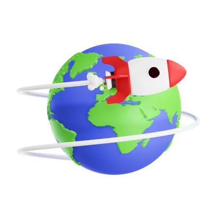 Flying Rocket  3D Icon