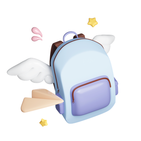 Flying School Bag  3D Icon