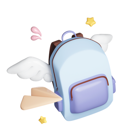 Flying School Bag  3D Icon