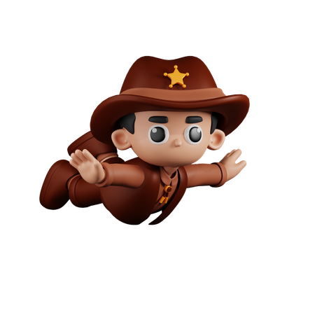 Flying Sheriff  3D Illustration