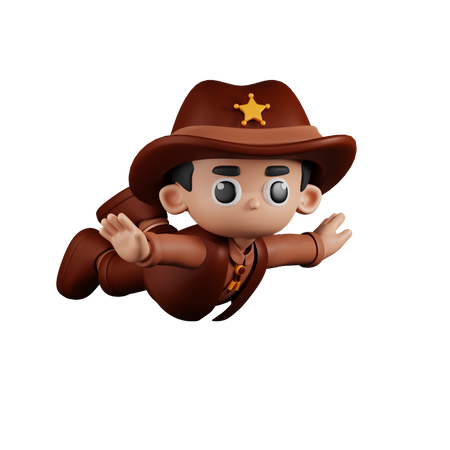 Flying Sheriff  3D Illustration