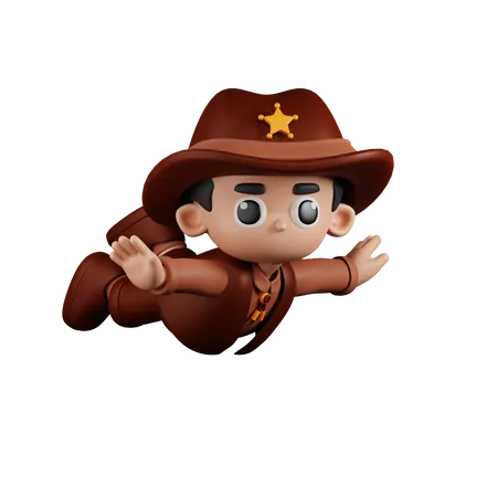 Flying Sheriff  3D Illustration