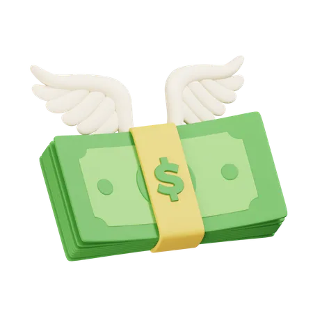 Flying Stack Money  3D Icon