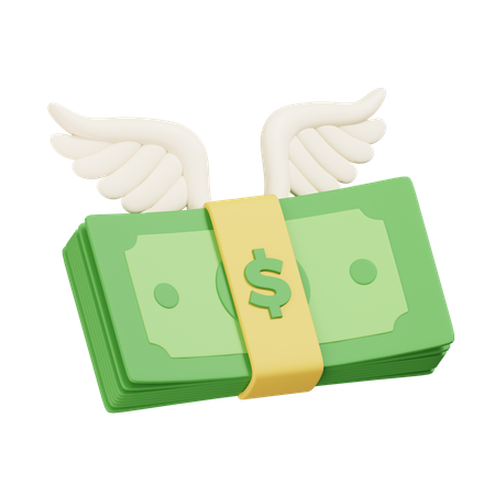 Flying Stack Money  3D Icon