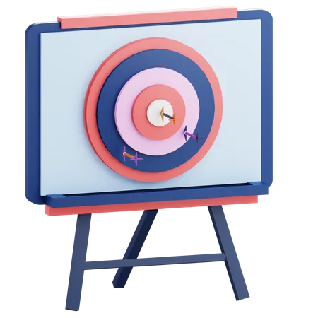 3 D Rendering Of Focus On Target Illustration With Blackboard And Arrow Hitting Target 3D Icon