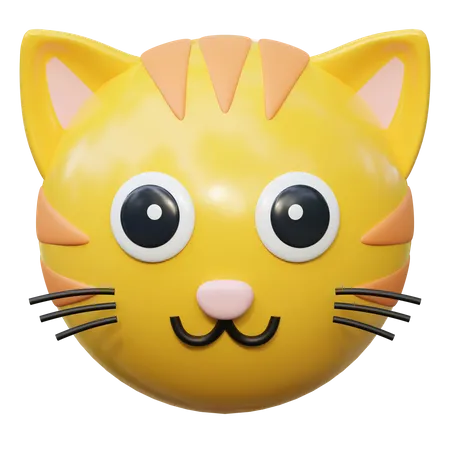 Expressao De Rosto Bonito Gato Emoticon Adesivo Ilustracao De Icone 3 D 3D Icon
