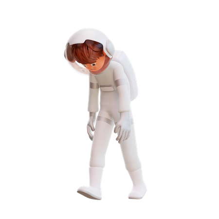 Astronauta fofo andando triste  3D Illustration