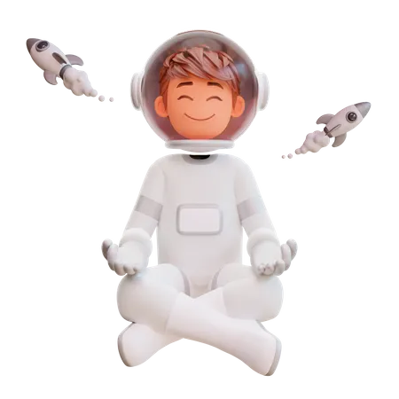 Astronauta fofo meditando  3D Illustration