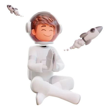 Astronauta fofo meditando  3D Illustration