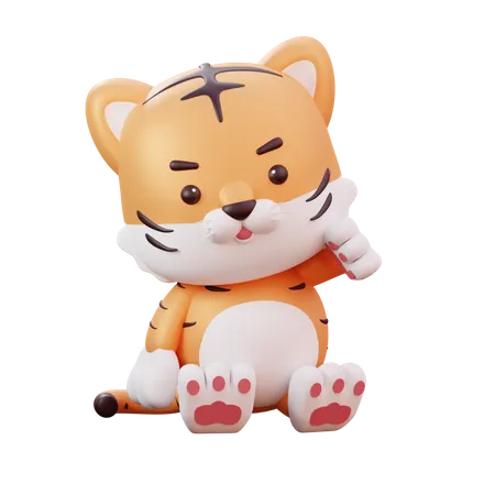 Tigre mascote chinês fofo  3D Illustration