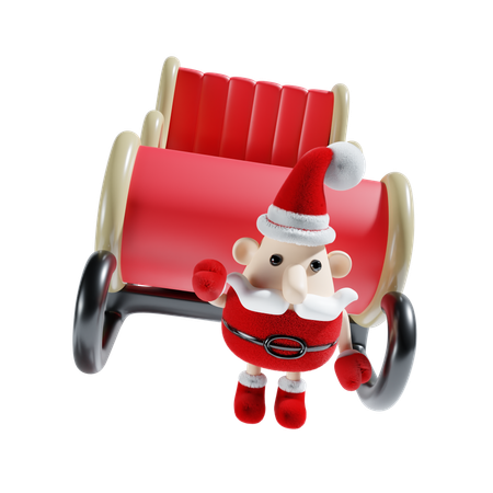 Fofo papai noel com carruagem  3D Illustration