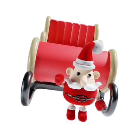 Fofo papai noel com carruagem  3D Illustration