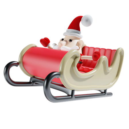 Fofo papai noel com carruagem  3D Icon