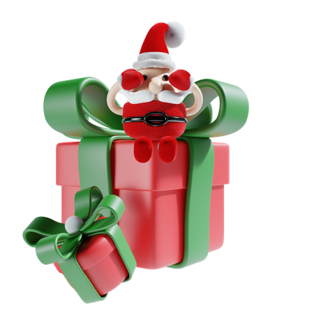 Fofo papai noel com presente de natal  3D Icon