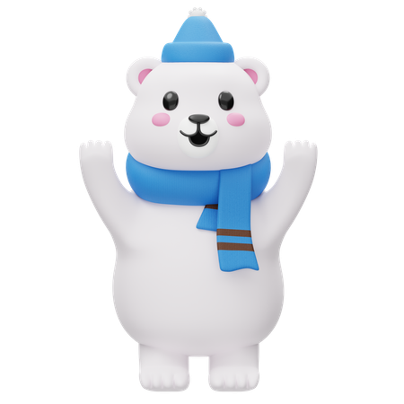 Lindo urso polar  3D Illustration