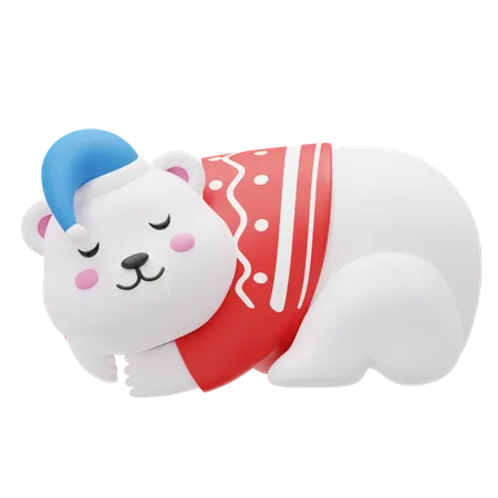 Lindo urso polar dormindo  3D Illustration