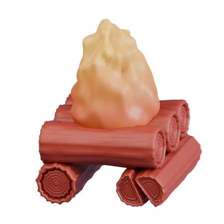 Fogo com toras empilhadas camadas  3D Icon