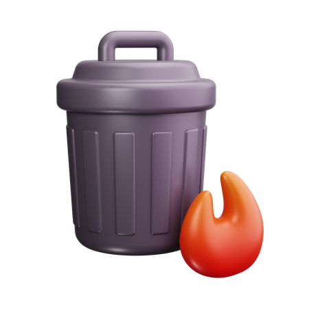 Fogo na lata de lixo  3D Icon