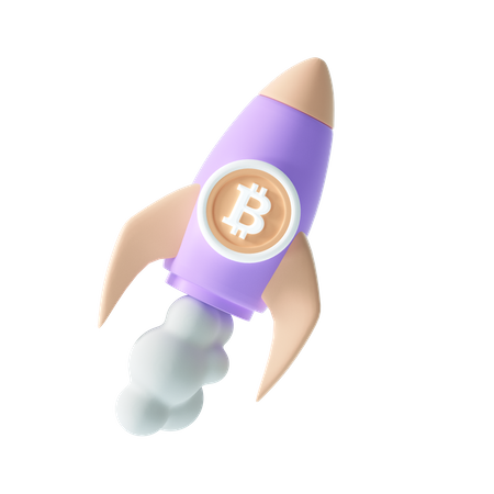 Foguete bitcoin  3D Illustration