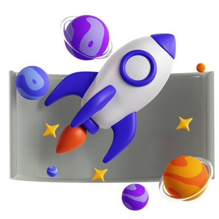 Foguete com tela virtual  3D Icon