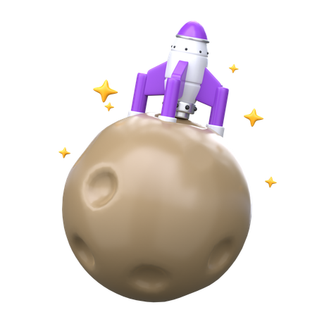 Foguete pousou na lua  3D Icon