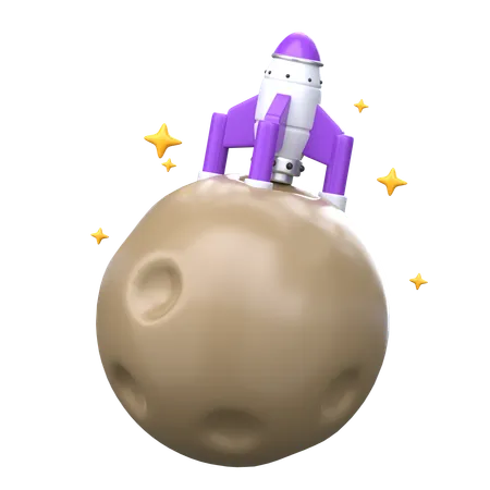 Foguete pousou na lua  3D Icon