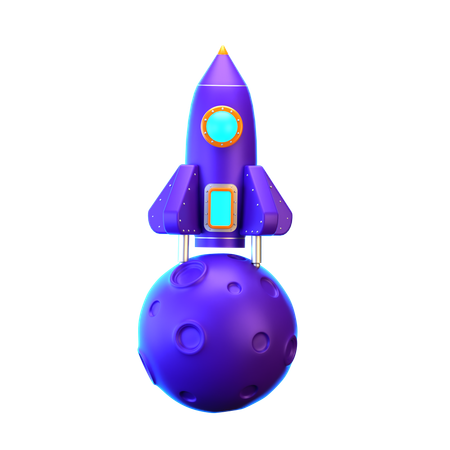 Foguete pousou na lua  3D Icon