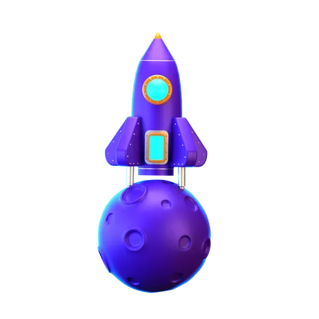 Foguete pousou na lua  3D Icon