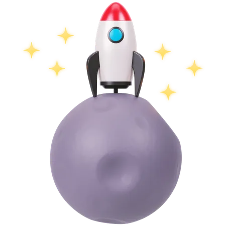 Foguete pousou na lua  3D Icon