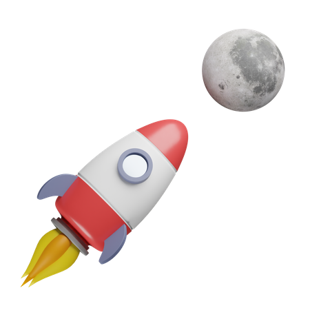 Foguete rumo à Lua  3D Icon