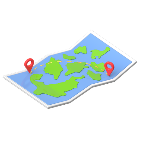 ピン付きの折り畳み地図  3D Icon